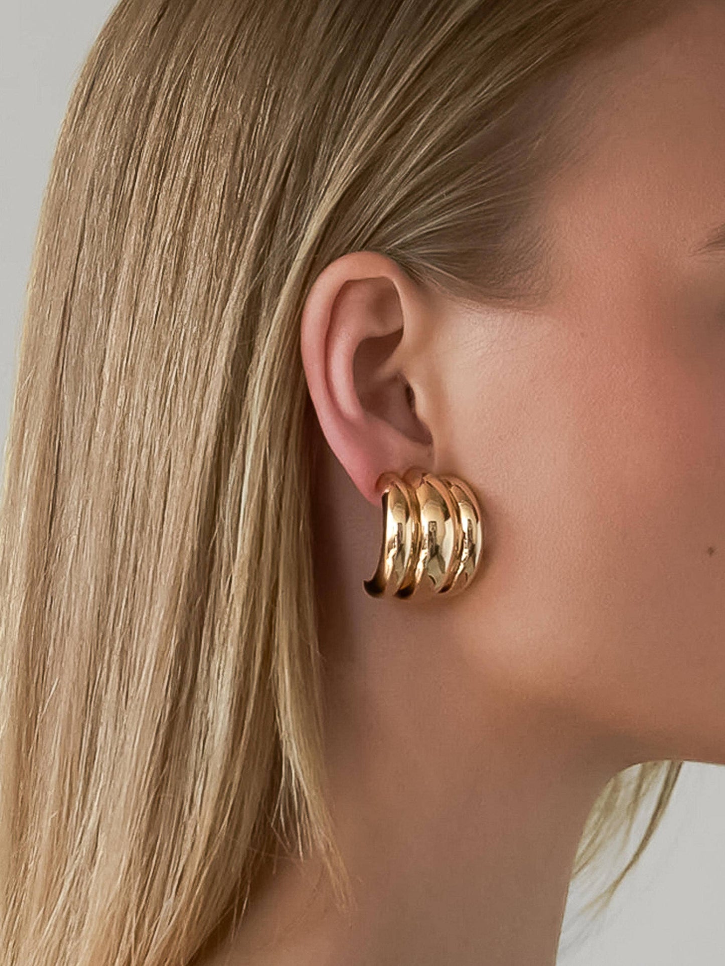Karla Triple Dome Gold Hoop